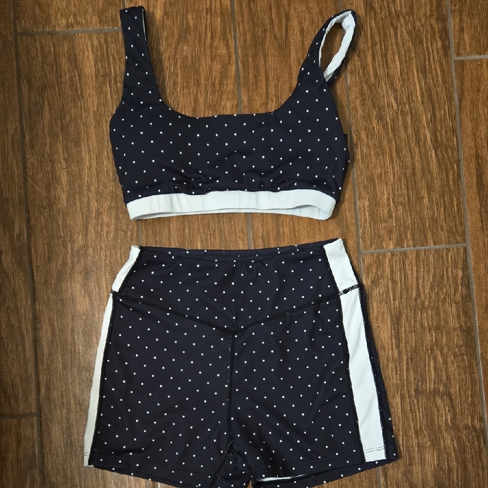 Catalina Navy and White Polka Dot Active Set